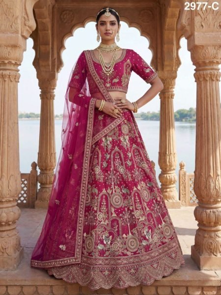 Luxury Pink Silk Bridal Lehenga with Heavy Handwork for Grand Wedding Wear  Lehenga