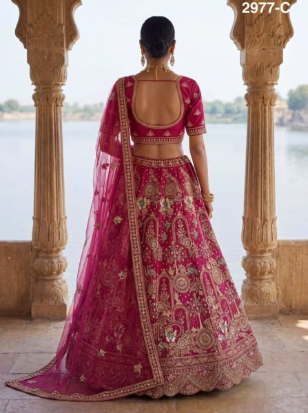 Luxury Pink Silk Bridal Lehenga with Heavy Handwork for Grand Wedding Wear Bridal Lehenga Choli