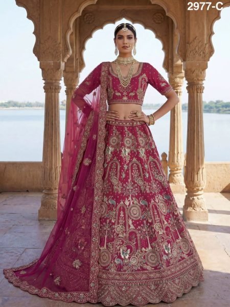 Luxury Pink Silk Bridal Lehenga with Heavy Handwork for Grand Wedding Wear Bridal Lehenga Choli