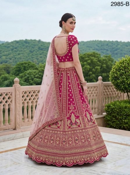 Luxury Pink Silk Lehenga Set with Heavy Embroidery for Bridal Wear Bridal Lehenga Choli