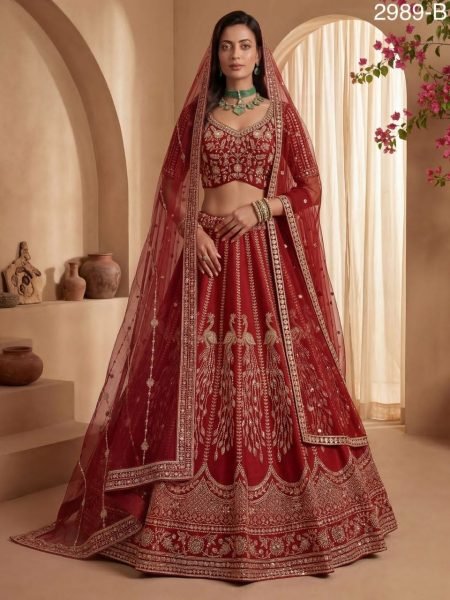Luxury Red Designer Lehenga with Handwork for Wedding Wear Bridal Lehenga Choli