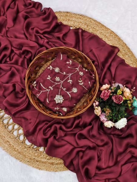 Luxury Silk Saree with Maggam Blouse Trending Wedding Look 2025 Embroidery Sarees Wholesale
