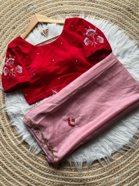 Luxury Readymade Two Tone Rangoli Silk Saree with Butta Work Embroidered Velvet Blouse Partywear Collection Ready To Wear Saree 