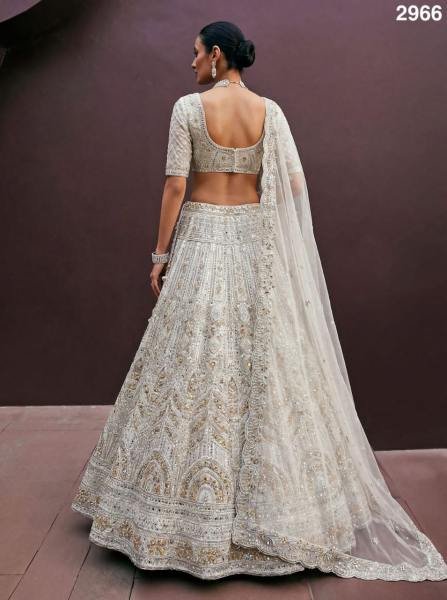 Luxury White Bridal Lehenga Choli With Real Mirror and Zari Work at Manufacturer Rate Bridal Lehenga Choli