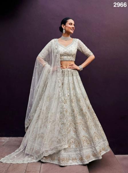 Luxury White Bridal Lehenga Choli With Real Mirror and Zari Work at Manufacturer Rate Bridal Lehenga Choli