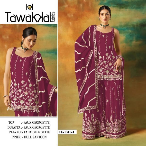 Magenta Faux Georgette Palazzo Suit with Fine Embroidery Perfect for Weddings Designer Plazzo Salwar Suits Wholesale