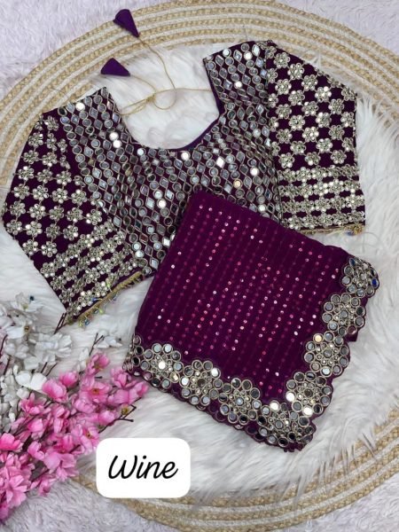 Magenta Georgette Saree with Sequins and Mirror Work Blouse Celebration Wear Special Georgette Sarees Wholesale