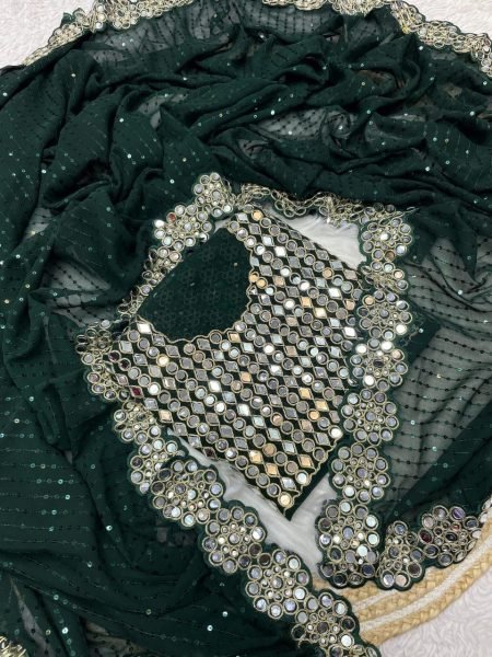 Magenta Georgette Saree with Sequins and Mirror Work Blouse Celebration Wear Special Georgette Sarees Wholesale