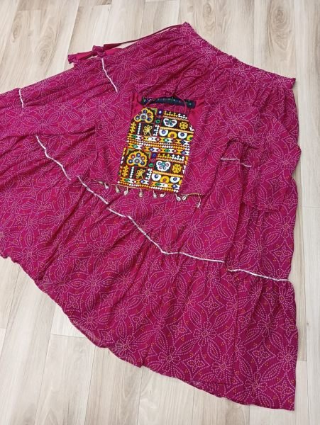 Magenta Pink Lehenga Bandhani Style with Embroidered Blouse Designer Navratri Wear  Navratri Collection