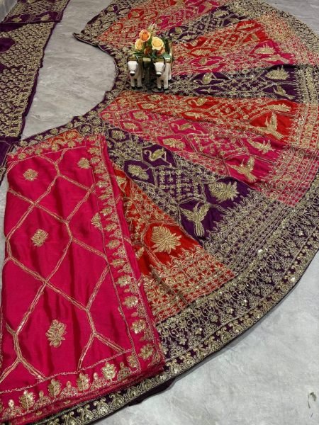 Magenta Chinon Silk Wedding Lehenga with Heavy Embroidery Exclusive Export Edition Designer Lehenga Choli