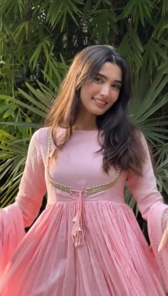 Magnetic Baby Pink NC Vichitra Silk Anarkali Suit with Dupatta For Party Wear Ready To Wear Collection