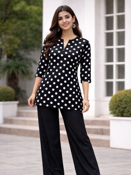 Magnetic Black Smart Casual Rayon Co-ord Set for Effortless Daily Styling Kurtis