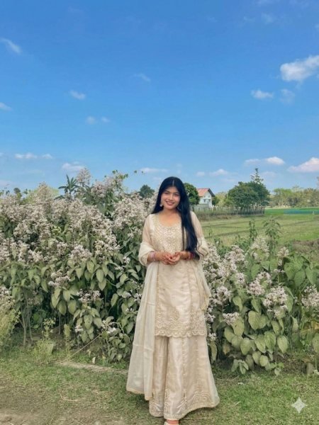 Magnetic Cream Jimi Cho Sharara Suit with Sequence Embroidery Work 