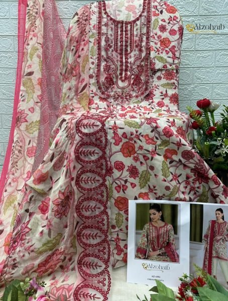 Magnetic Cream Pure Cotton Patch Work Suit Set for Daily Wear and Festive Occasions Pakistani Suits Wholesale