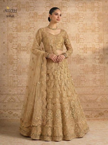 Magnetic Golden Butterfly Net Lehenga Choli with Banglori Silk Inner for Bridal Wear Bridal Lehenga Choli
