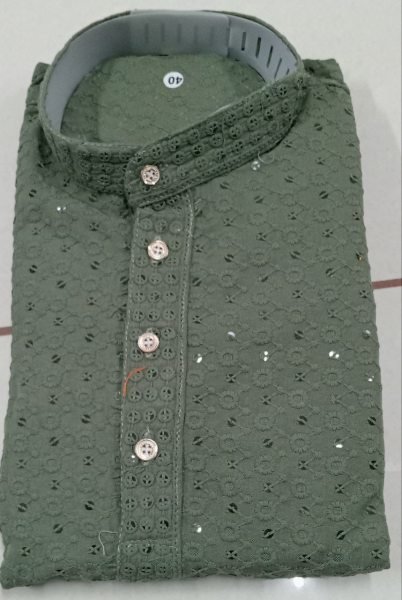 Magnetic Grey Embroidered Kurta for Men in Cotton Fabric for Wedding Functions Kurta Pajama Wholesale