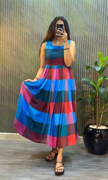 Magnetic Multi Mul Chanderi Long Midi Dress with Jacket at Manufacturer Price Western Ladies Top Wholesale