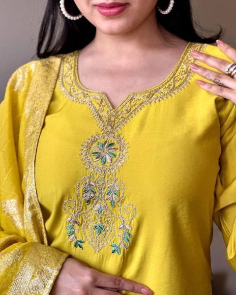 Magnetic Mustard Yellow Kurti Set with Dupatta For Women  3 Piece Kurti Set