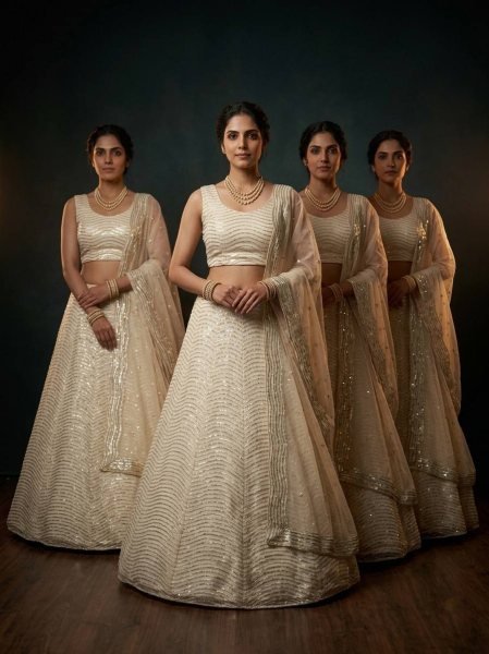 Magnetic Off White Organza Silk Lehenga with Sequins Work for Wedding Wear Designer Lehenga Choli