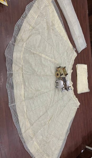 Magnetic Off White Organza Silk Lehenga with Sequins Work for Wedding Wear Designer Lehenga Choli