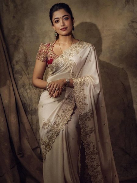 Magnetic Off White Soft Rangoli Silk Saree with Sequins Embroidery for Wedding Wear Sarees 