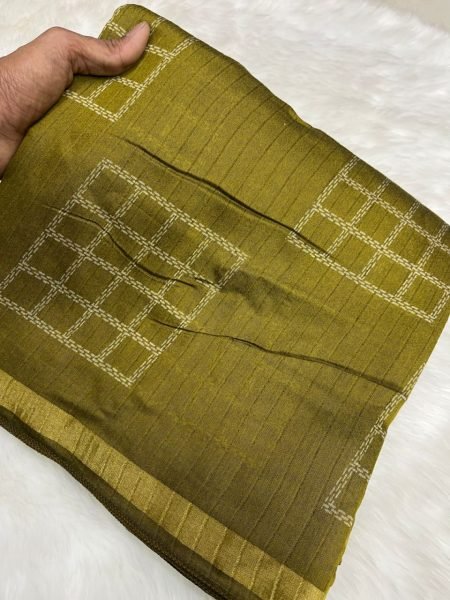 Magnetic Olive Green Latest Cotton Silk Saree with Crush Pattern for Women Cotton Sarees Wholesale
