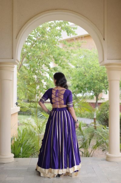 Magnetic Purple Lehenga Choli with Gota Patti Lace and Gamthi Mirror Blouse at Wholesale  Navratri Lehnega Choli
