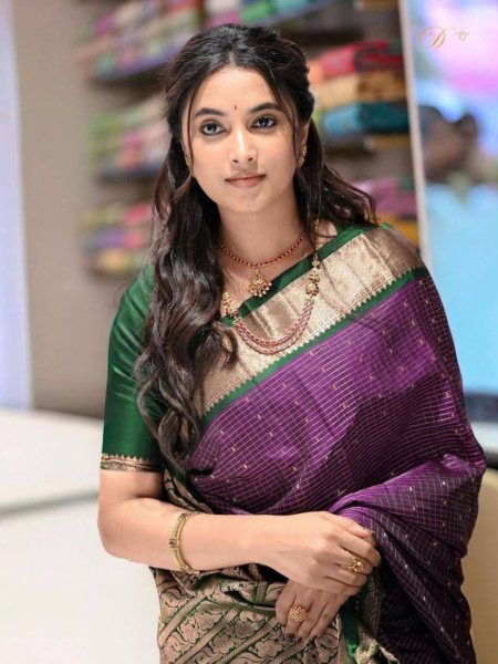 Magnetic Purple Soft Lichi Silk Saree with Rich Pallu and Jacquard Weaving for Festive Wear Sarees 