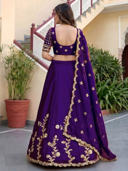 Magnetic Purple Women's Rangoli Silk Lehenga Choli with Zari and Sequins Work Designer Lehenga Choli