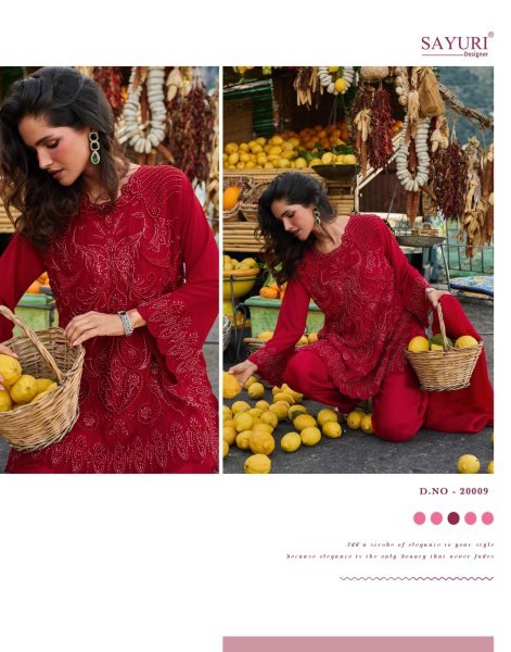 Magnetic Red Real Georgette Sharara Set with Hand Beads Embroidery For Party Designer Plazzo Salwar Suits Wholesale