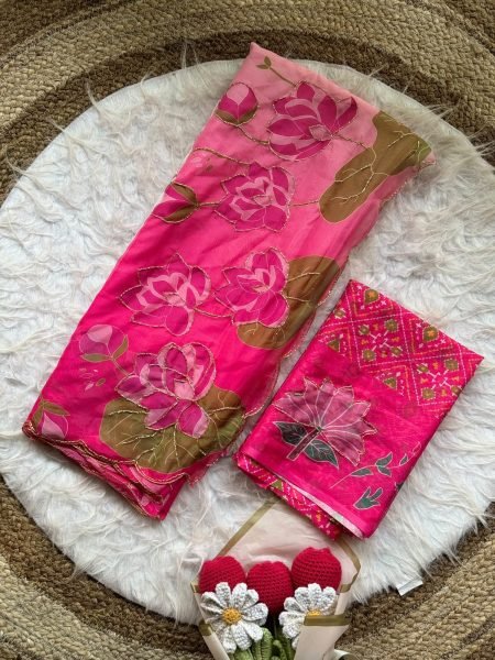 Magnetic White Pink Pure Soft Organza Tabby Silk Digital Print Saree at Wholesale  Silk Sarees Wholesale