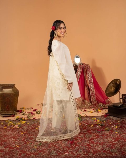 Magnetic White Roman Chanderi Silk Farshi Salwar Suit with Sequin Embroidery for Festival Rate Ready To Wear Collection