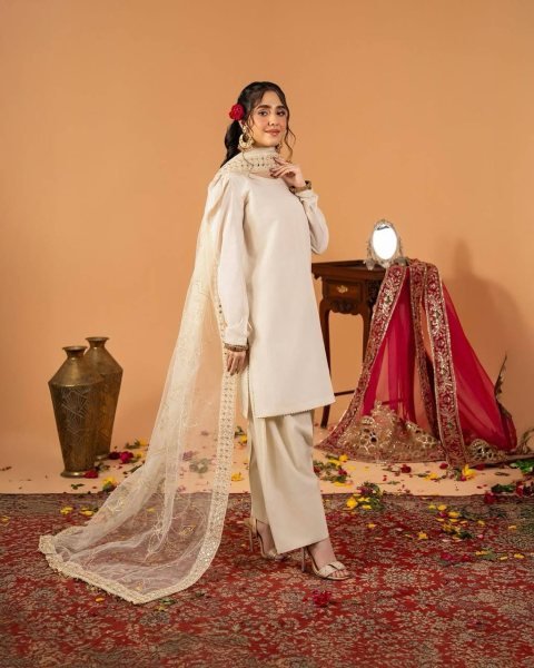 Magnetic White Roman Chanderi Silk Farshi Salwar Suit with Sequin Embroidery for Festival Rate Ready To Wear Collection