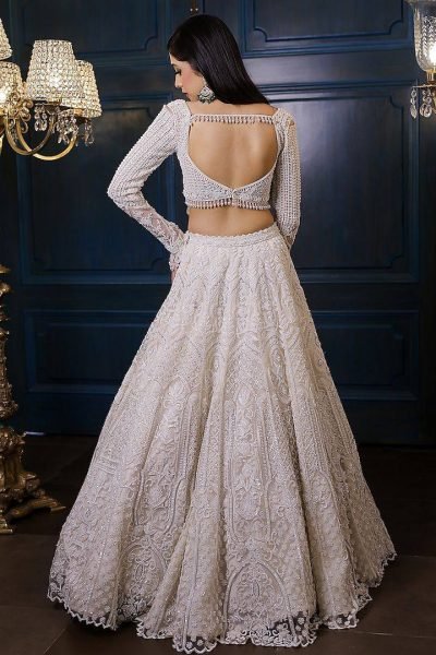 Magnetic White Women s Butterfly Net Lehenga with Heavy Sequins Embroidery  Bridal Lehenga Choli