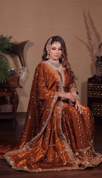 Magnificent Fendy Silk Three Piece Suit with Sequin Work and Flair Pant for exporters worldwide Ready To Wear Collection