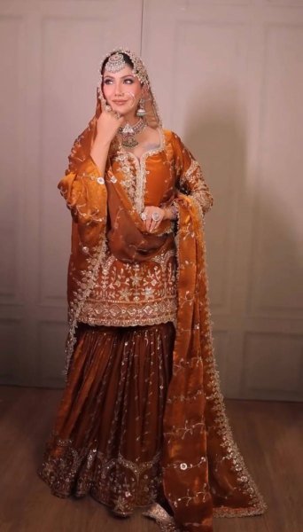 Magnificent Fendy Silk Three Piece Suit with Sequin Work and Flair Pant for exporters worldwide Ready To Wear Collection