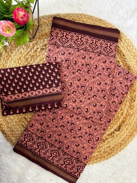 Maharani Zari Border Malai Cotton Saree  with Zari Border  Classic Comfort for Every Day Printed Cotton Sarees Wholesale