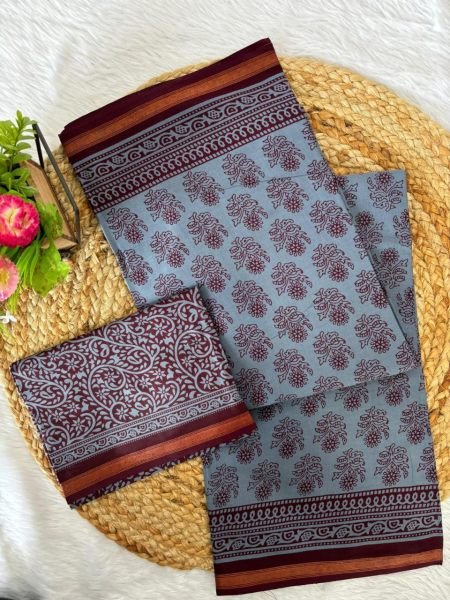 Maharani Zari Border Malai Cotton Saree  with Zari Border  Classic Comfort for Every Day Printed Cotton Sarees Wholesale