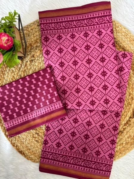 Maharani Zari Border Malai Cotton Saree  with Zari Border  Classic Comfort for Every Day Printed Cotton Sarees Wholesale