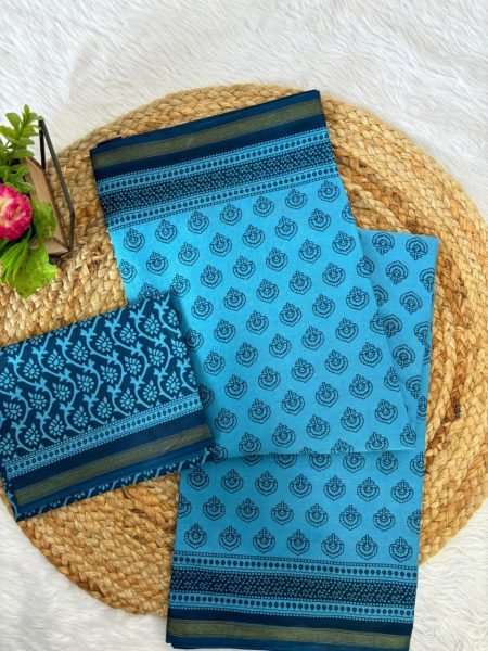 Maharani Zari Border Malai Cotton Saree  with Zari Border  Classic Comfort for Every Day Printed Cotton Sarees Wholesale