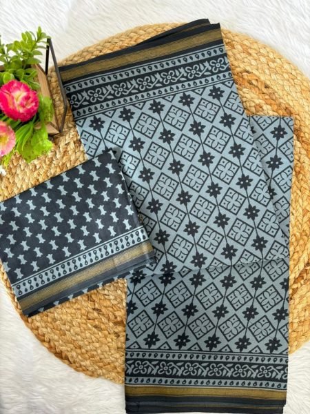 Maharani Zari Border Malai Cotton Saree  with Zari Border  Classic Comfort for Every Day Printed Cotton Sarees Wholesale