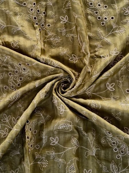 Mahendi Green Boutique Style Pure Soft Silk Saree with Thread Embroidery Design 
