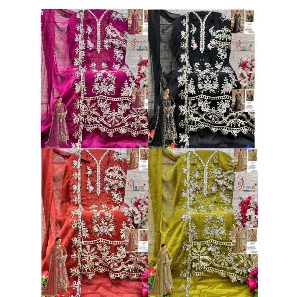 Mahendi Green Chiffon Suit Set with Hand Khatli Embroidery Work for Wedding Wear Pakistani Suits Wholesale