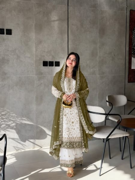 Mahendi Green Eid Festival Special Georgette Sequin Embroidery Suit Set at Manufacturer  