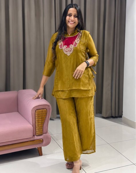 Mahendi Green Festive Wear Crunchy Silk Kurti Set with Embroidered Koti at Direct Factory Price CO ORD Sets