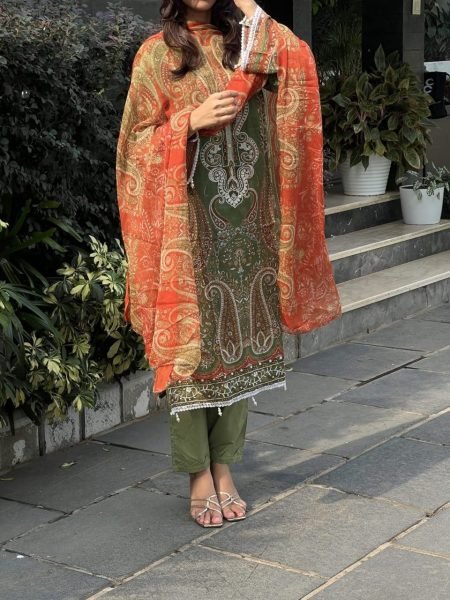 Mahendi Green Heavy Cotton Printed Kurti with Pant and Cotton Dupatta For Daily Wear  Printed Kurtis