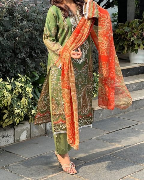 Mahendi Green Heavy Cotton Printed Kurti with Pant and Cotton Dupatta For Daily Wear  Printed Kurtis