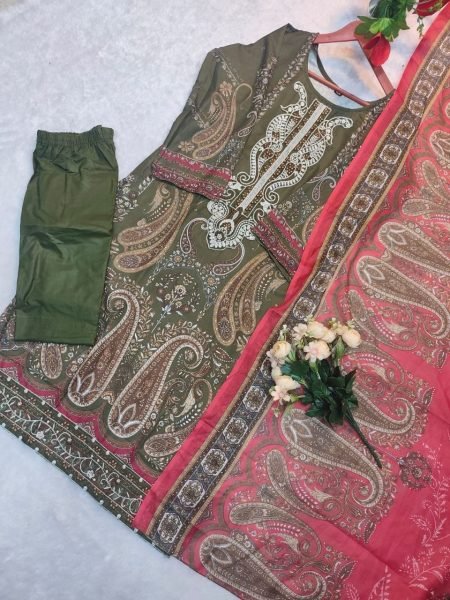 Mahendi Green Heavy Cotton Printed Kurti with Pant and Cotton Dupatta For Daily Wear  Printed Kurtis