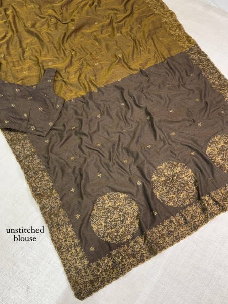 Mahendi Green  Mul Cotton Saree with Thread Embroidery and Cutwork Detailing at Wholesale Rate Cotton Sarees Wholesale
