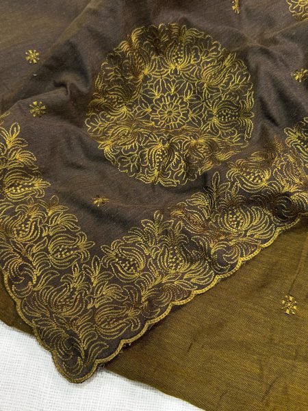 Mahendi Green  Mul Cotton Saree with Thread Embroidery and Cutwork Detailing at Wholesale Rate Cotton Sarees Wholesale